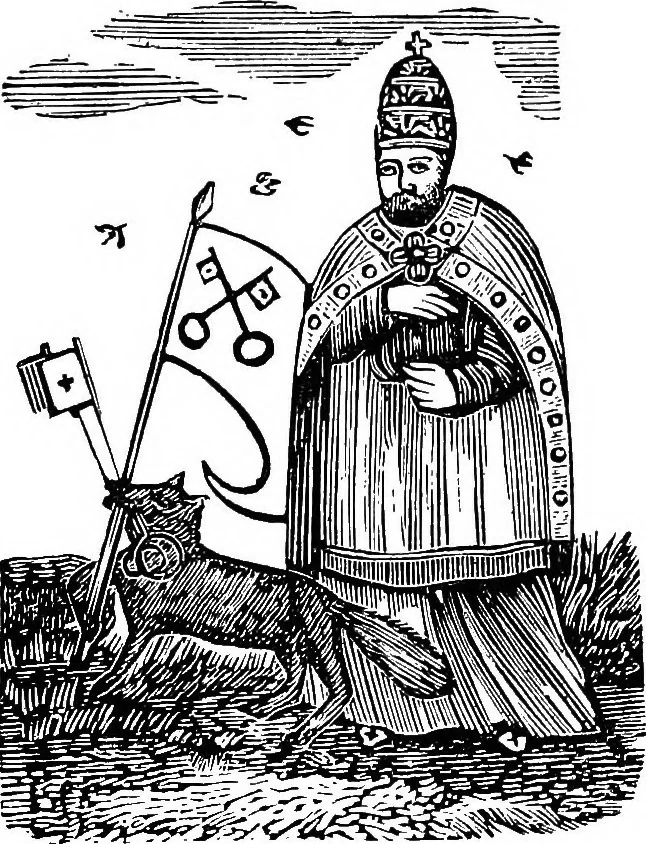 An illustration from Magicon: wonderful prophecies concerning popery and its impending overthrow and fall, together with predictions relative to America, the end of the world and the formation of the new earth, ... with twenty-four magic figures, 1869, leaf 104