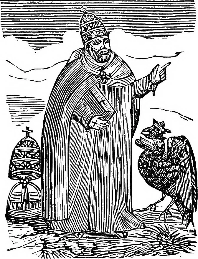 An illustration from Magicon: wonderful prophecies concerning popery and its impending overthrow and fall, together with predictions relative to America, the end of the world and the formation of the new earth, ... with twenty-four magic figures, 1869, leaf 60