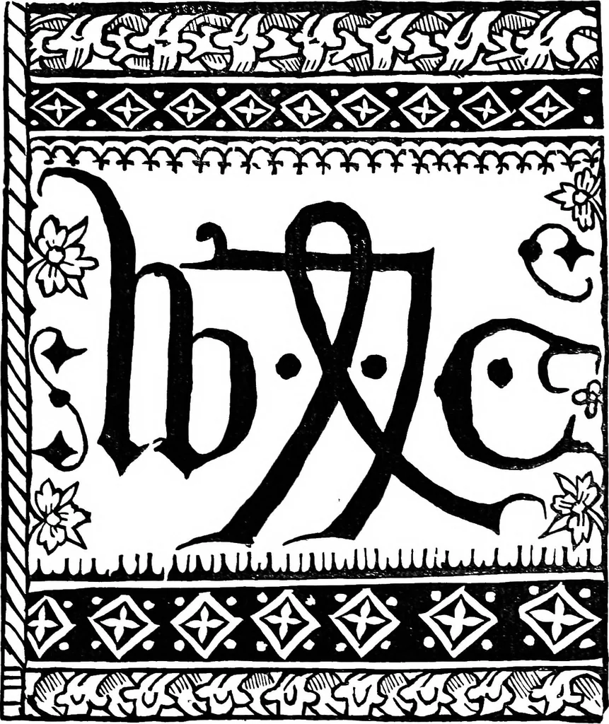 An illustration from A short history of the art of printing in England, 1877, leaf 24