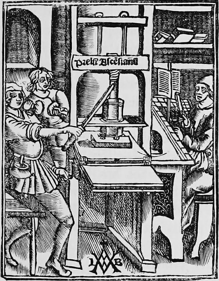 An illustration from A short history of the art of printing in England, 1877, leaf 36