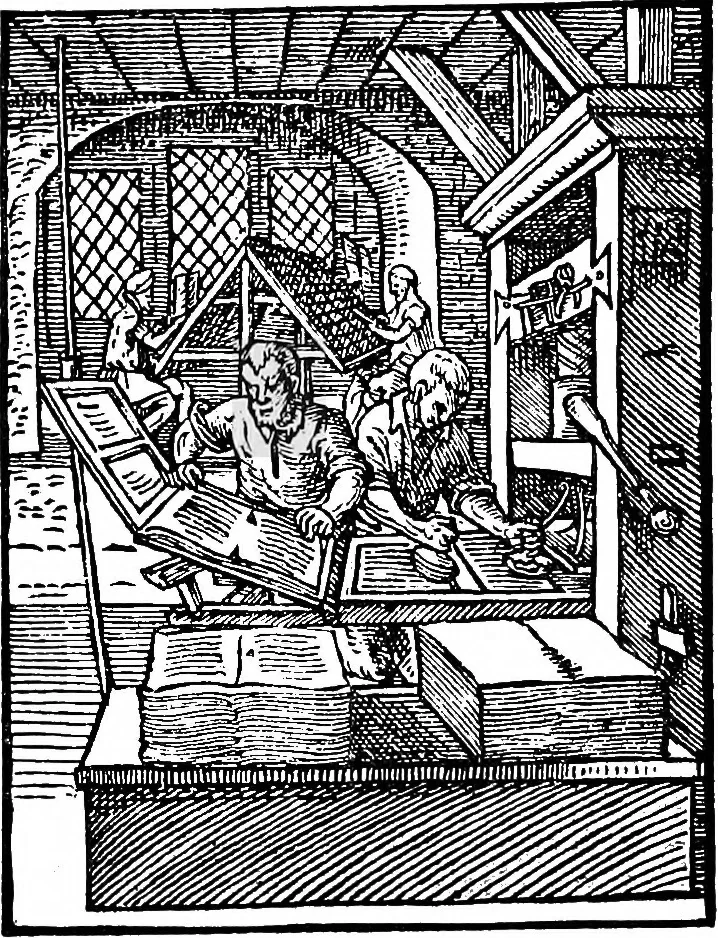 An illustration from A short history of the art of printing in England, 1877, leaf 36