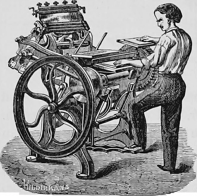 An illustration from A short history of the art of printing in England, 1877, leaf 55