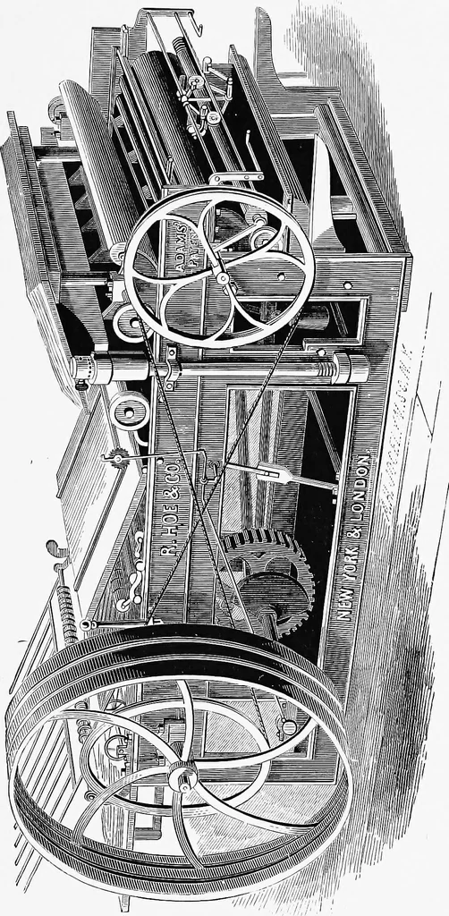 An illustration from A short history of the printing press and of the improvements in printing machinery from the time of Gutenberg up to the present day, 1902, leaf 16