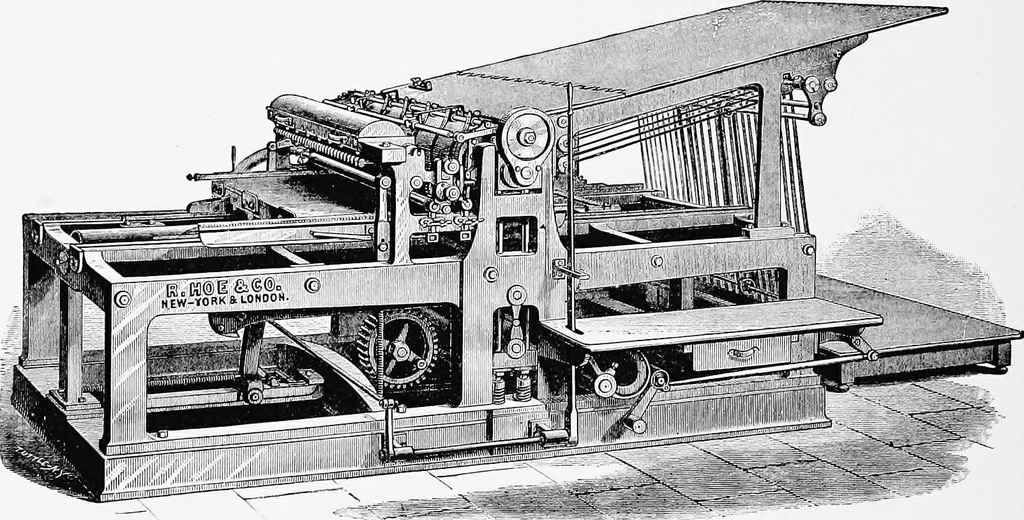 An illustration from A short history of the printing press and of the improvements in printing machinery from the time of Gutenberg up to the present day, 1902, leaf 21