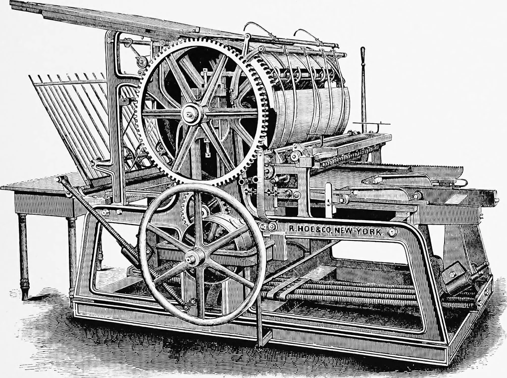 An illustration from A short history of the printing press and of the improvements in printing machinery from the time of Gutenberg up to the present day, 1902, leaf 22