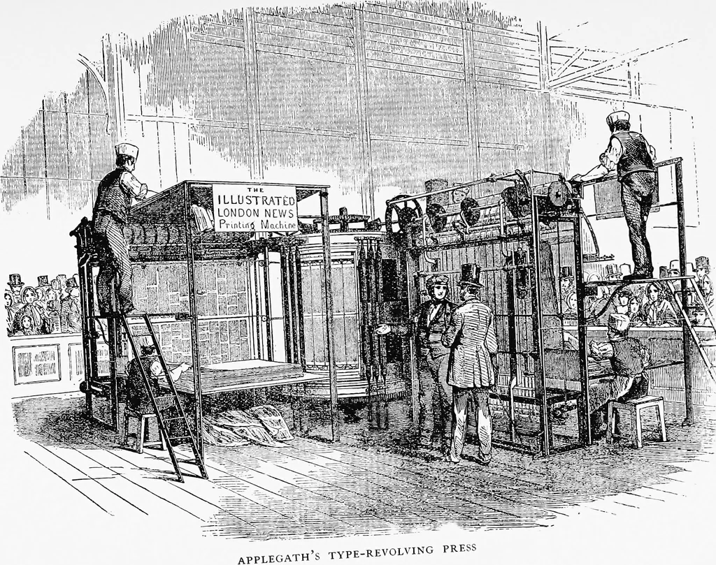 An illustration from A short history of the printing press and of the improvements in printing machinery from the time of Gutenberg up to the present day, 1902, leaf 42