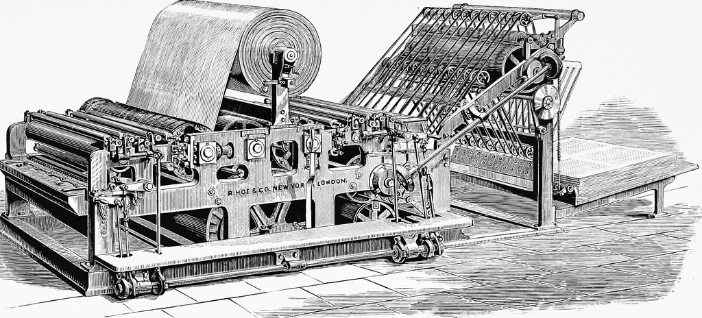 An illustration from A short history of the printing press and of the improvements in printing machinery from the time of Gutenberg up to the present day, 1902, leaf 52