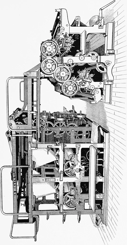 An illustration from A short history of the printing press and of the improvements in printing machinery from the time of Gutenberg up to the present day, 1902, leaf 58