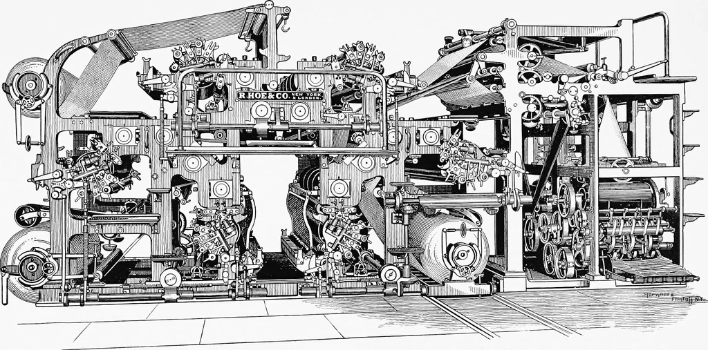 An illustration from A short history of the printing press and of the improvements in printing machinery from the time of Gutenberg up to the present day, 1902, leaf 64