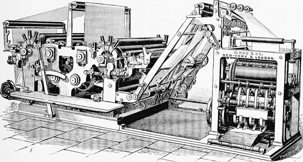 An illustration from A short history of the printing press and of the improvements in printing machinery from the time of Gutenberg up to the present day, 1902, leaf 74