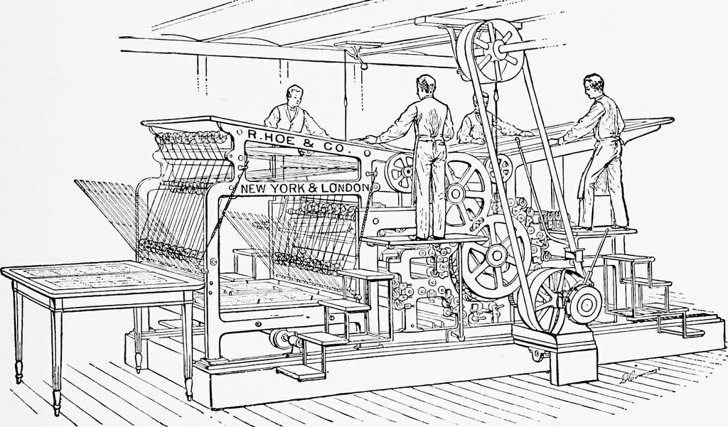 An illustration from A short history of the printing press and of the improvements in printing machinery from the time of Gutenberg up to the present day, 1902, leaf 78