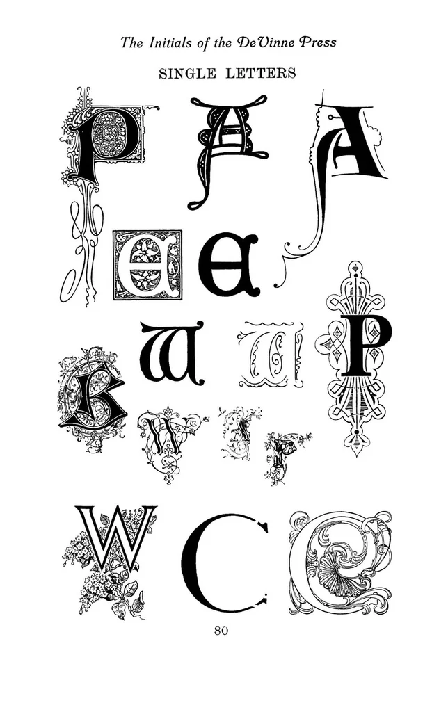 An illustration from Types of the De Vinne press; specimens for the use of compositors, proofreaders and publishers, 1907, leaf 97