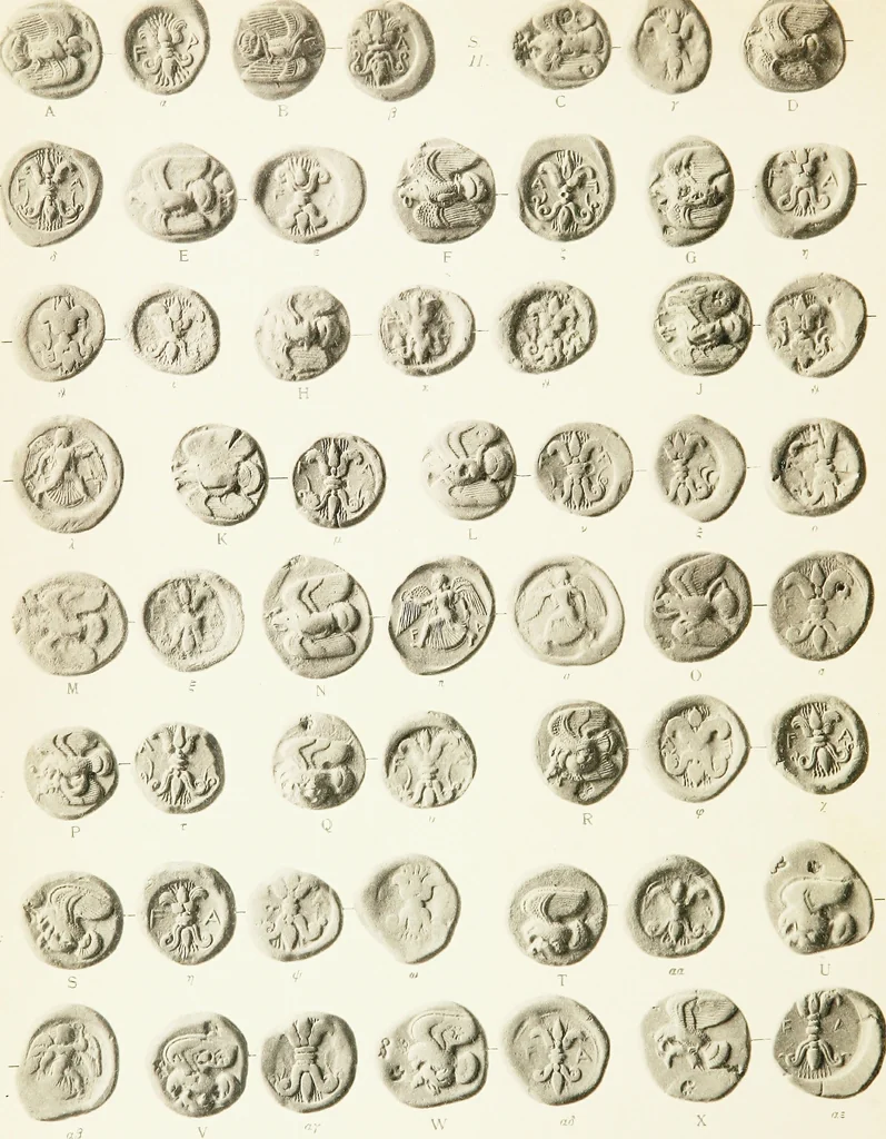 An illustration from The temple coins of Olympia : reprinted from "Nomisma" VIII.IX.XI, 1921, leaf 135