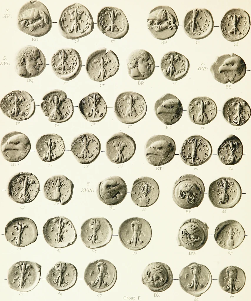 An illustration from The temple coins of Olympia : reprinted from "Nomisma" VIII.IX.XI, 1921, leaf 139