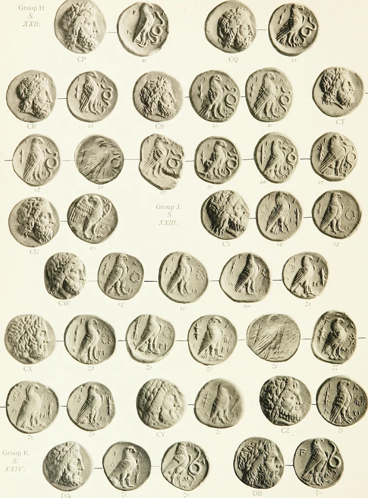 An illustration from The temple coins of Olympia : reprinted from "Nomisma" VIII.IX.XI, 1921, leaf 141