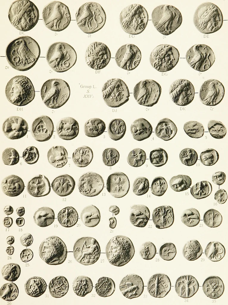 An illustration from The temple coins of Olympia : reprinted from "Nomisma" VIII.IX.XI, 1921, leaf 142