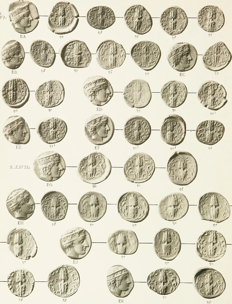 An illustration from The temple coins of Olympia : reprinted from "Nomisma" VIII.IX.XI, 1921, leaf 143