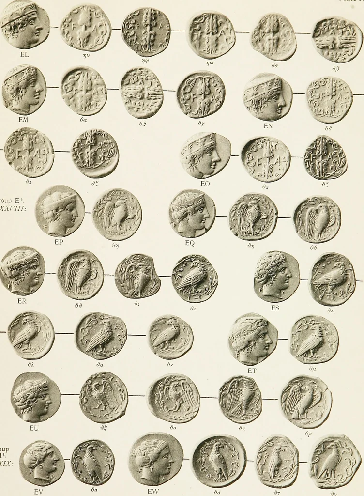 An illustration from The temple coins of Olympia : reprinted from "Nomisma" VIII.IX.XI, 1921, leaf 144