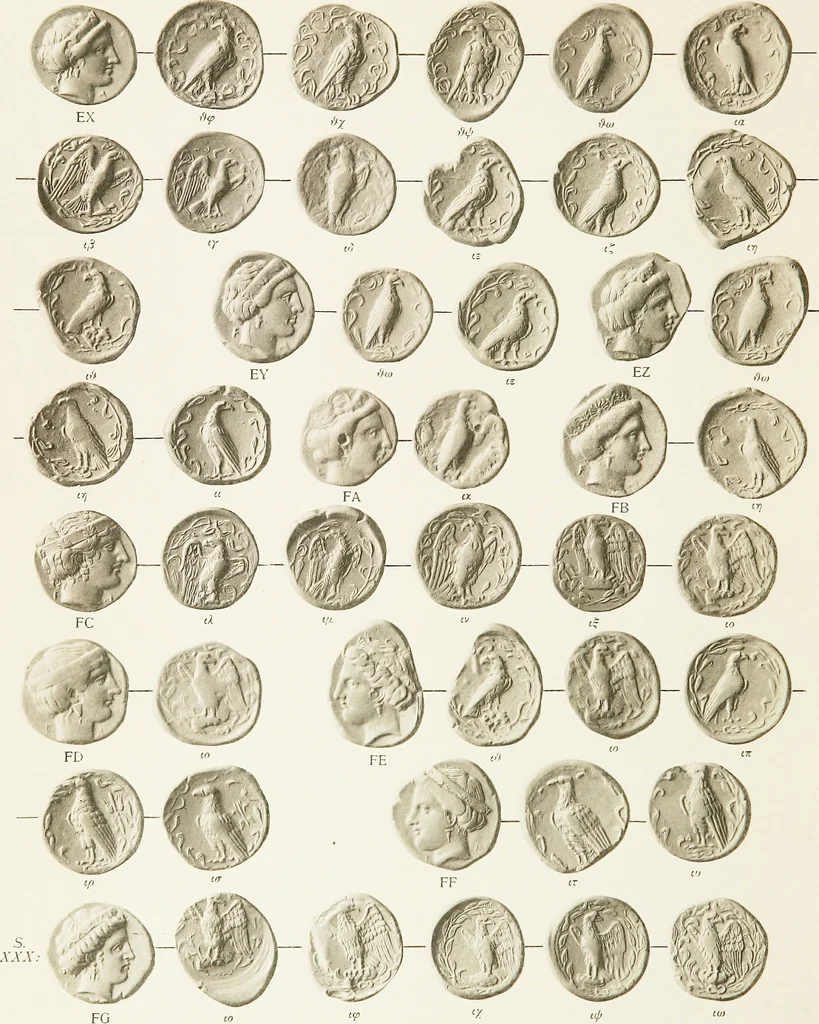 An illustration from The temple coins of Olympia : reprinted from "Nomisma" VIII.IX.XI, 1921, leaf 145