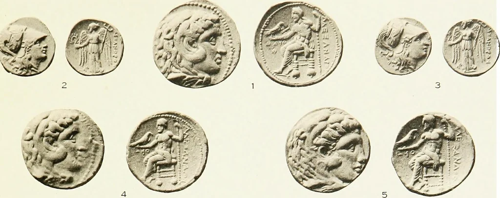 An illustration from The dated Alexander coinage of Sidon and Ake, 1916, leaf 114