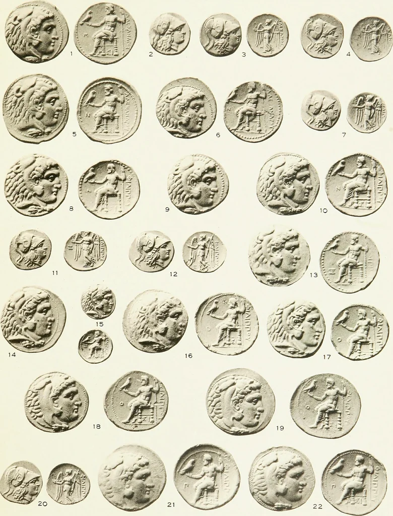An illustration from The dated Alexander coinage of Sidon and Ake, 1916, leaf 86