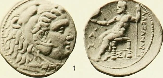 An illustration from The dated Alexander coinage of Sidon and Ake, 1916, leaf 94