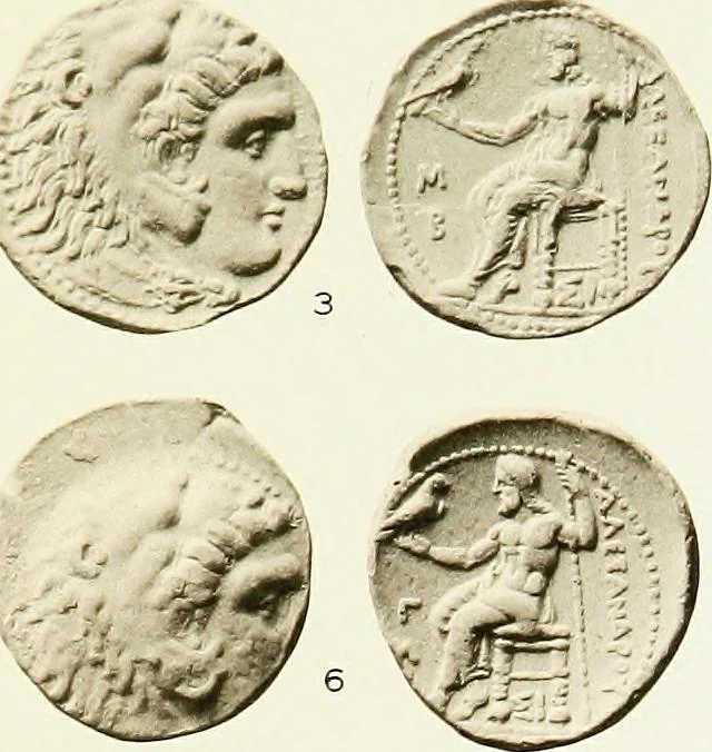 An illustration from The dated Alexander coinage of Sidon and Ake, 1916, leaf 94