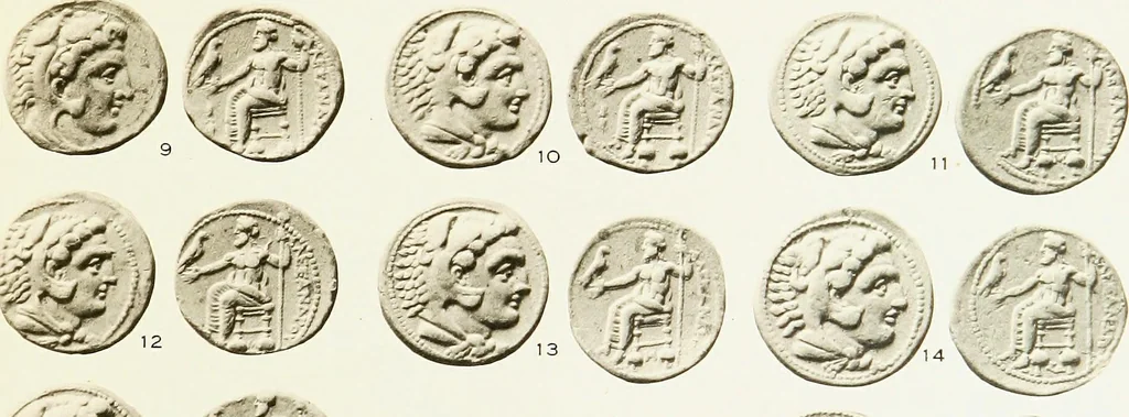 An illustration from The dated Alexander coinage of Sidon and Ake, 1916, leaf 94