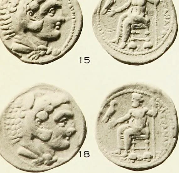An illustration from The dated Alexander coinage of Sidon and Ake, 1916, leaf 94
