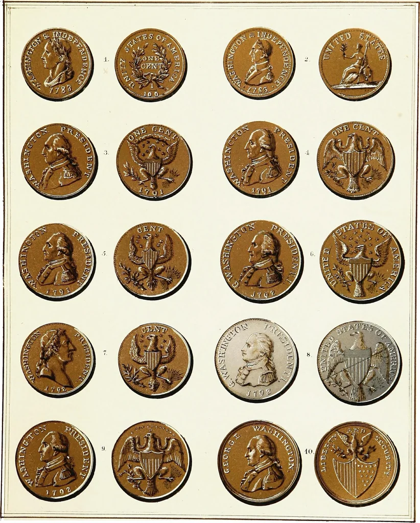 An illustration from The American numismatical manual of the currency or money of the aborigines, and colonial, state, and United States coins. With historical and descriptive notices of each coin or series, 1859, leaf 193