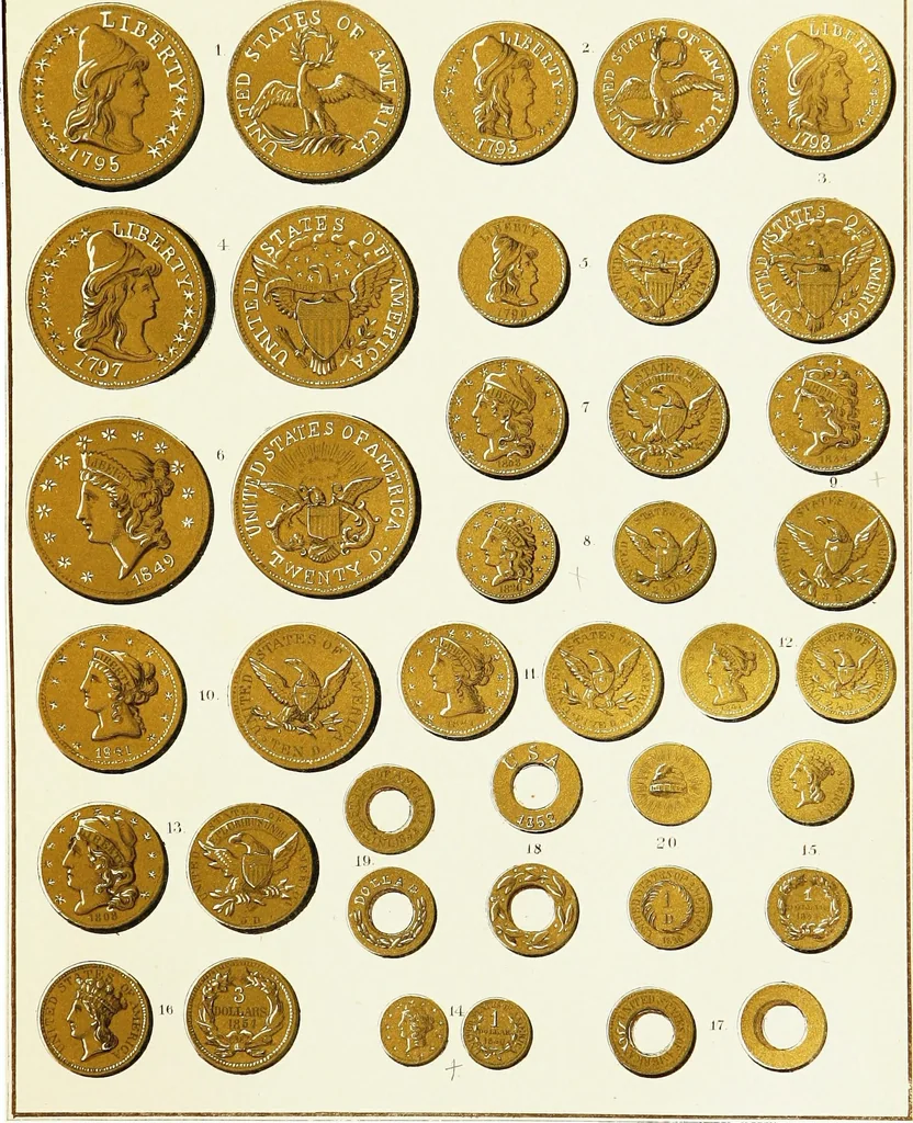 An illustration from The American numismatical manual of the currency or money of the aborigines, and colonial, state, and United States coins. With historical and descriptive notices of each coin or series, 1859, leaf 237