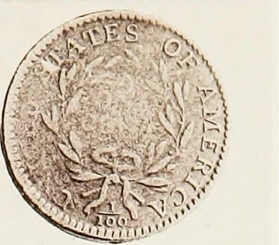 An illustration from Monograph of United States cents and half cents issued between the years 1793 and 1857: to which is added a table of the principal coins, tokens, jetons, medalets, patterns of coinage and Washington pieces, generally classified under the head of colonial coins. A contribution to the numismatic history of the United States, 1879, leaf 30