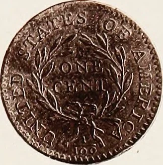 An illustration from Monograph of United States cents and half cents issued between the years 1793 and 1857: to which is added a table of the principal coins, tokens, jetons, medalets, patterns of coinage and Washington pieces, generally classified under the head of colonial coins. A contribution to the numismatic history of the United States, 1879, leaf 30
