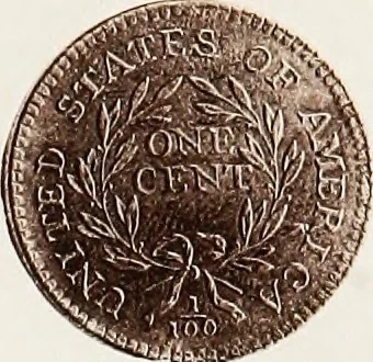 An illustration from Monograph of United States cents and half cents issued between the years 1793 and 1857: to which is added a table of the principal coins, tokens, jetons, medalets, patterns of coinage and Washington pieces, generally classified under the head of colonial coins. A contribution to the numismatic history of the United States, 1879, leaf 30