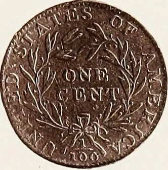 An illustration from Monograph of United States cents and half cents issued between the years 1793 and 1857: to which is added a table of the principal coins, tokens, jetons, medalets, patterns of coinage and Washington pieces, generally classified under the head of colonial coins. A contribution to the numismatic history of the United States, 1879, leaf 30