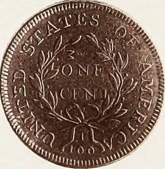 An illustration from Monograph of United States cents and half cents issued between the years 1793 and 1857: to which is added a table of the principal coins, tokens, jetons, medalets, patterns of coinage and Washington pieces, generally classified under the head of colonial coins. A contribution to the numismatic history of the United States, 1879, leaf 30