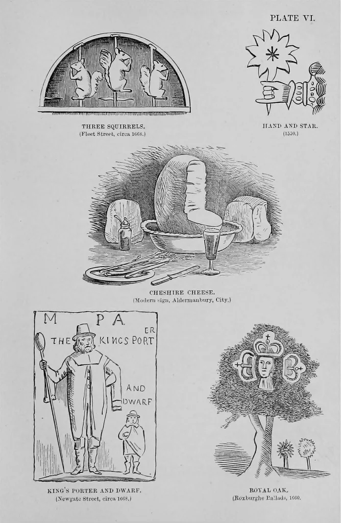 An illustration from The history of signboards : from the earliest times to the present day, 1866, leaf 120