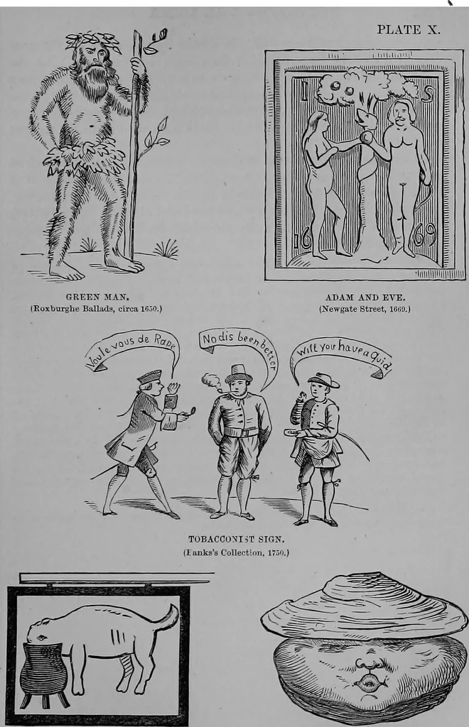 An illustration from The history of signboards : from the earliest times to the present day, 1866, leaf 250