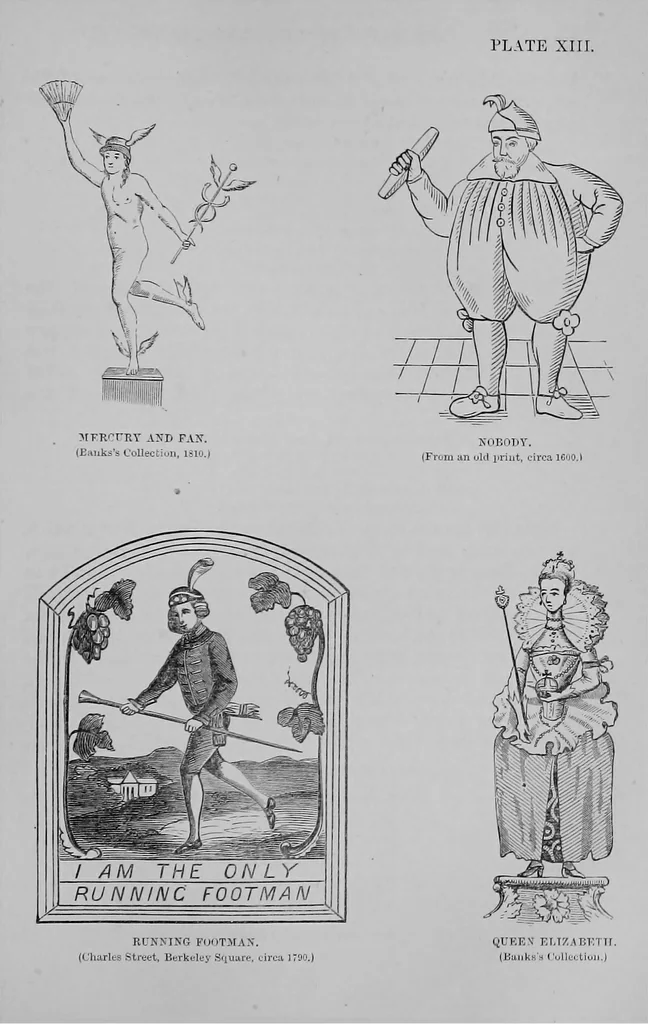 An illustration from The history of signboards : from the earliest times to the present day, 1866, leaf 352