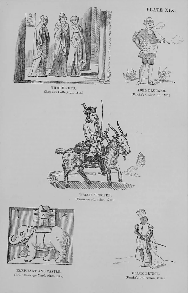 An illustration from The history of signboards : from the earliest times to the present day, 1866, leaf 550