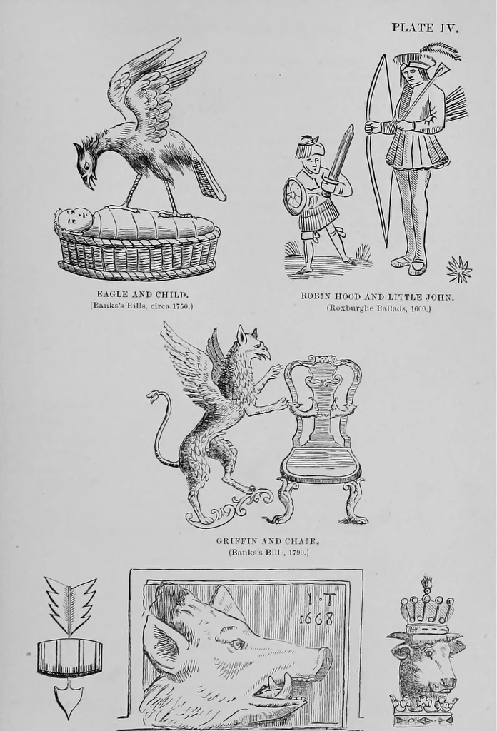 An illustration from The history of signboards : from the earliest times to the present day, 1866, leaf 70