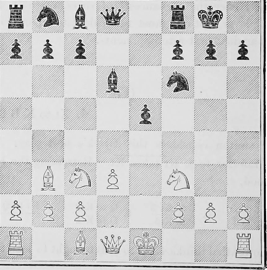 An illustration from The chess-players' manual : containing the laws of the game according to the revised code laid down by the British Chess Association in 1862, 1902, leaf 101