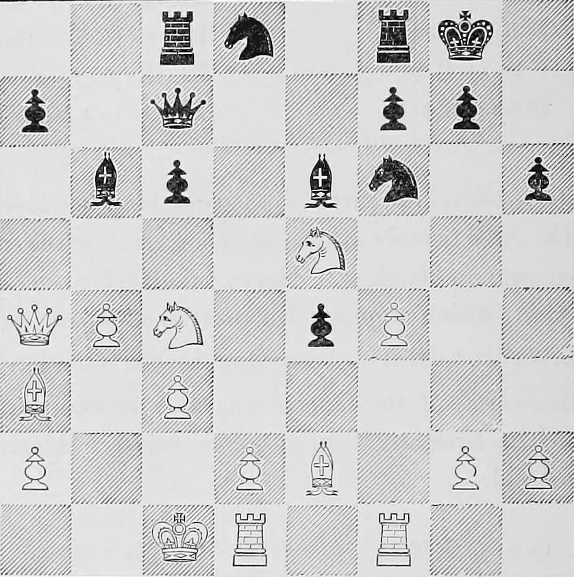 An illustration from The chess-players' manual : containing the laws of the game according to the revised code laid down by the British Chess Association in 1862, 1902, leaf 117