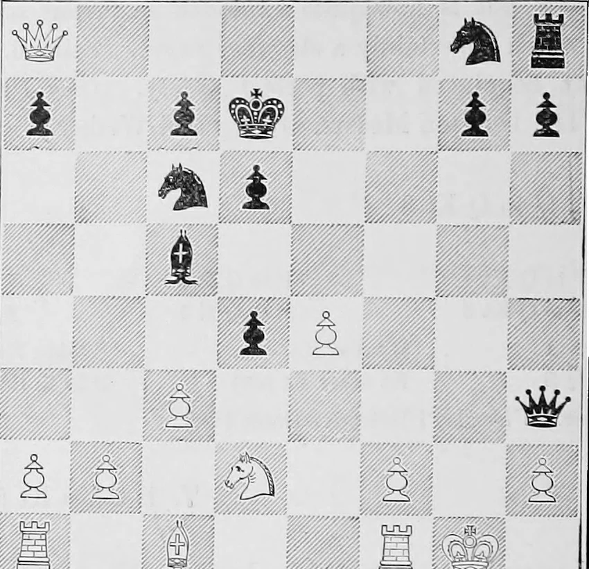 An illustration from The chess-players' manual : containing the laws of the game according to the revised code laid down by the British Chess Association in 1862, 1902, leaf 145