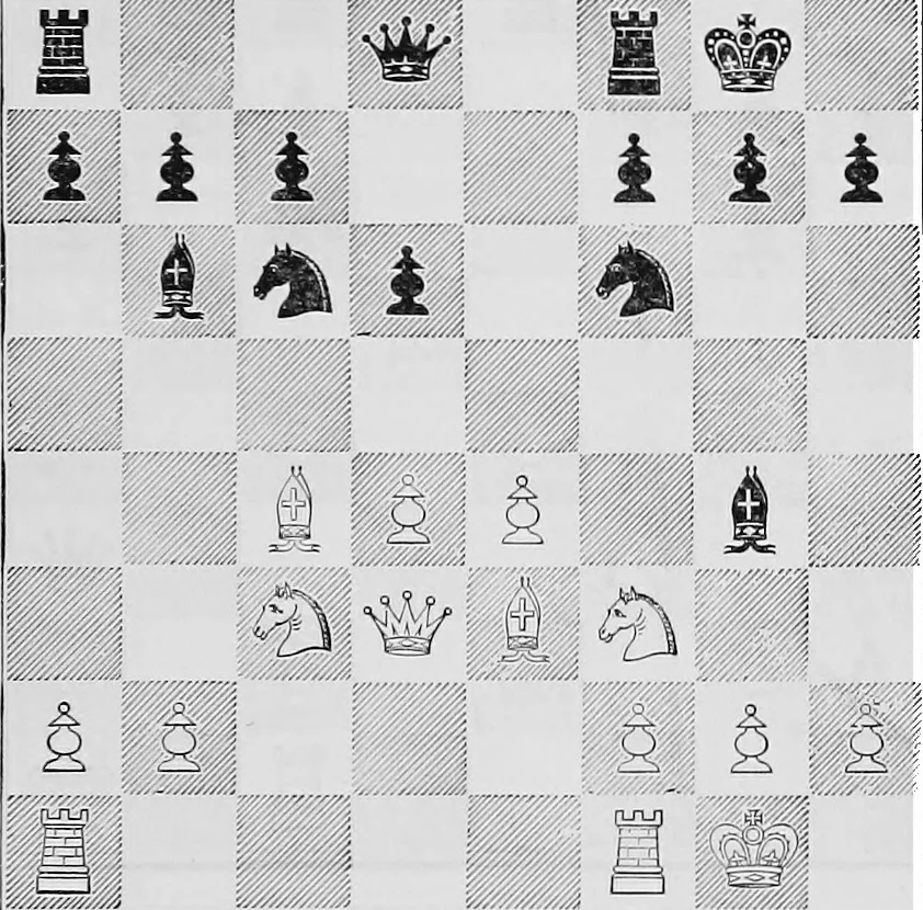 An illustration from The chess-players' manual : containing the laws of the game according to the revised code laid down by the British Chess Association in 1862, 1902, leaf 166