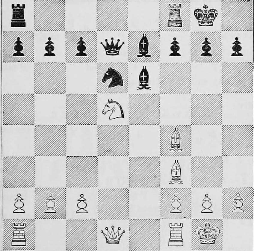 An illustration from The chess-players' manual : containing the laws of the game according to the revised code laid down by the British Chess Association in 1862, 1902, leaf 192