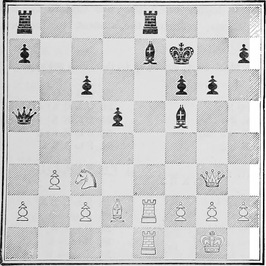 An illustration from The chess-players' manual : containing the laws of the game according to the revised code laid down by the British Chess Association in 1862, 1902, leaf 198