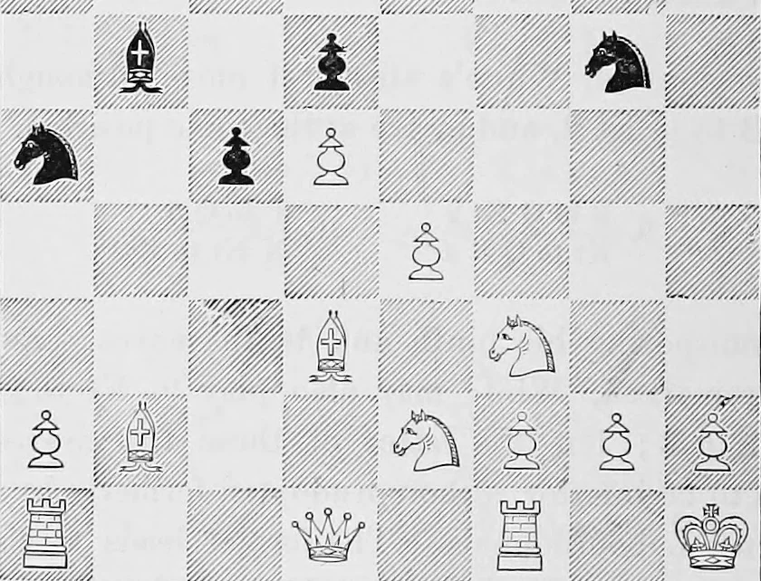 An illustration from The chess-players' manual : containing the laws of the game according to the revised code laid down by the British Chess Association in 1862, 1902, leaf 291