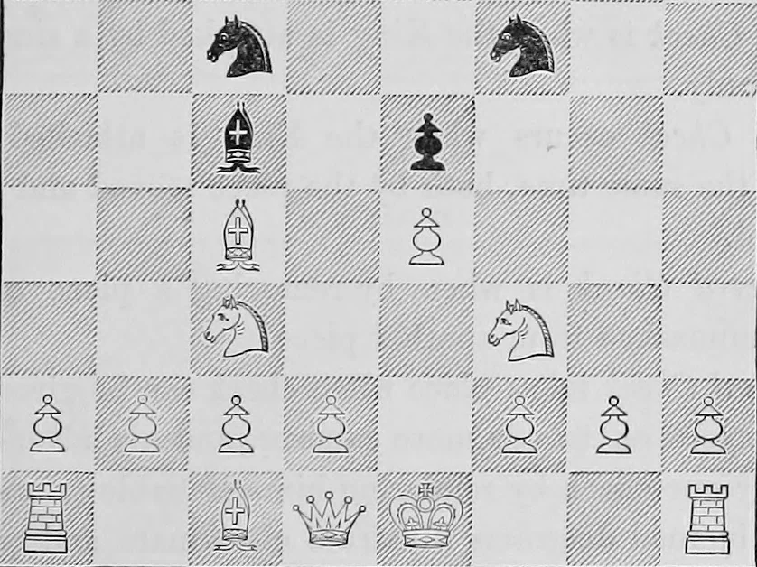 An illustration from The chess-players' manual : containing the laws of the game according to the revised code laid down by the British Chess Association in 1862, 1902, leaf 30