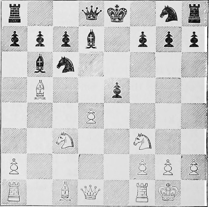 An illustration from The chess-players' manual : containing the laws of the game according to the revised code laid down by the British Chess Association in 1862, 1902, leaf 333